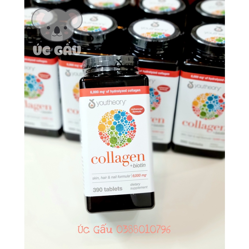Viên Uống Collagen Youtheory Advanced Type 1,2&amp;3, hỗ trợ chăm sóc Da,tóc, móng, ngăn ngừa lão hóa 390 viên