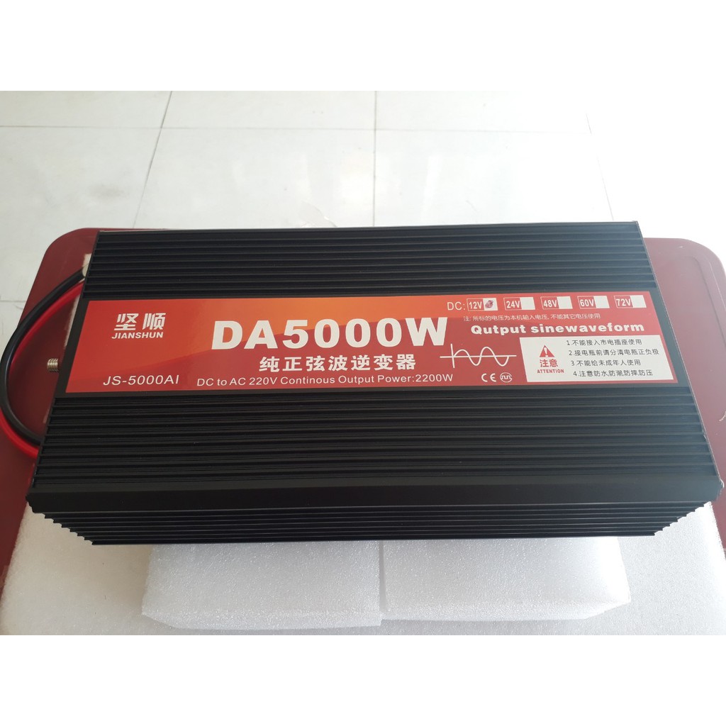 Bộ đổi nguồn inverter 12v/24V lên 220v 5000W Sóng Sin chuẩn-HÀNG CHUẨN DA