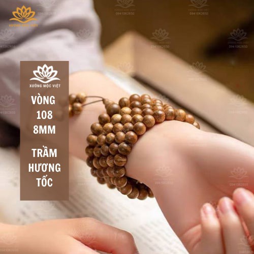 Vòng Tay Trầm Hương Chuỗi Tràng Hạt 108 Trầm Tốc