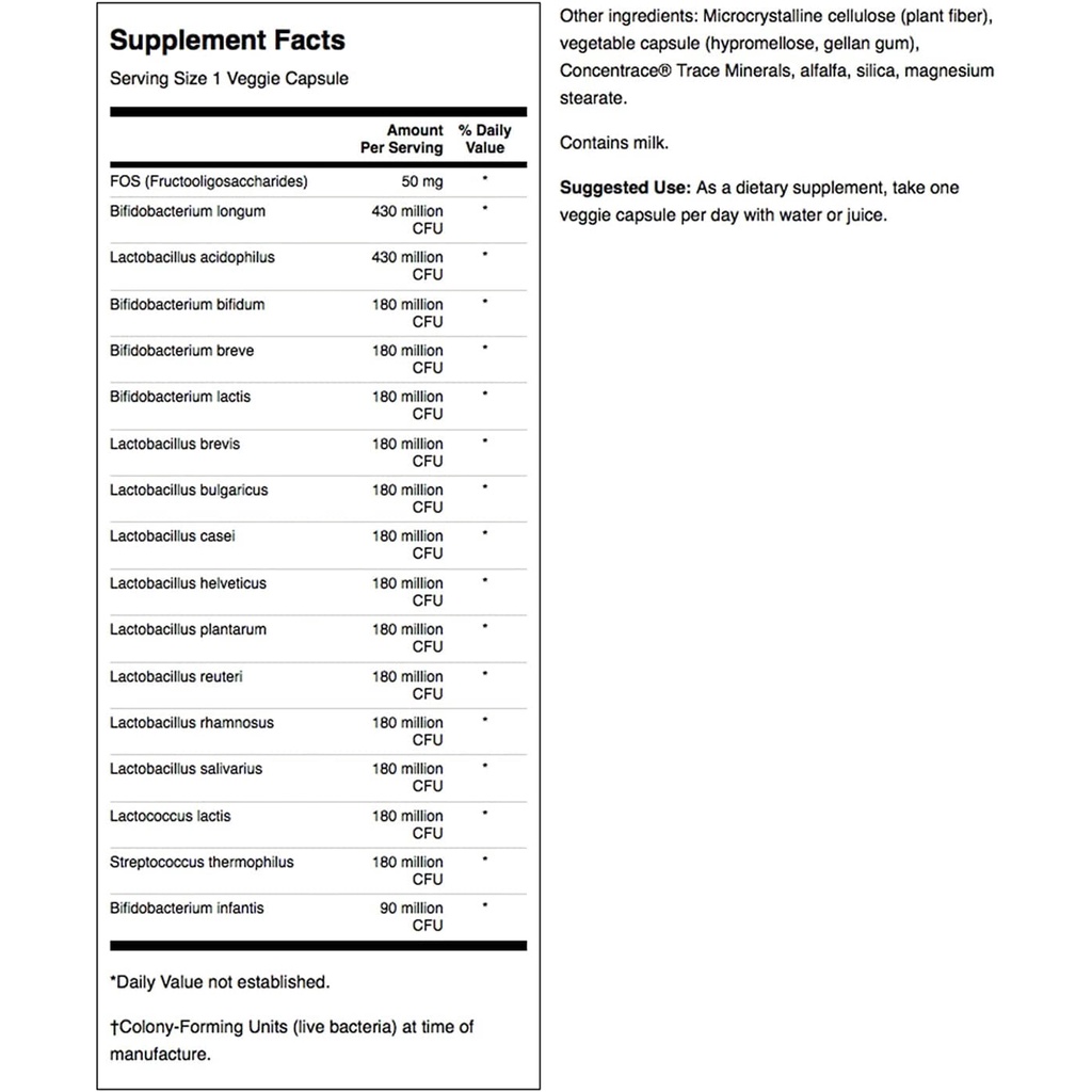 Viên uống men tiêu hóa, hỗ trợ đường ruột Swanson Probiotic with Prebiotic FOS 3.2 Billion CFU 60 viên