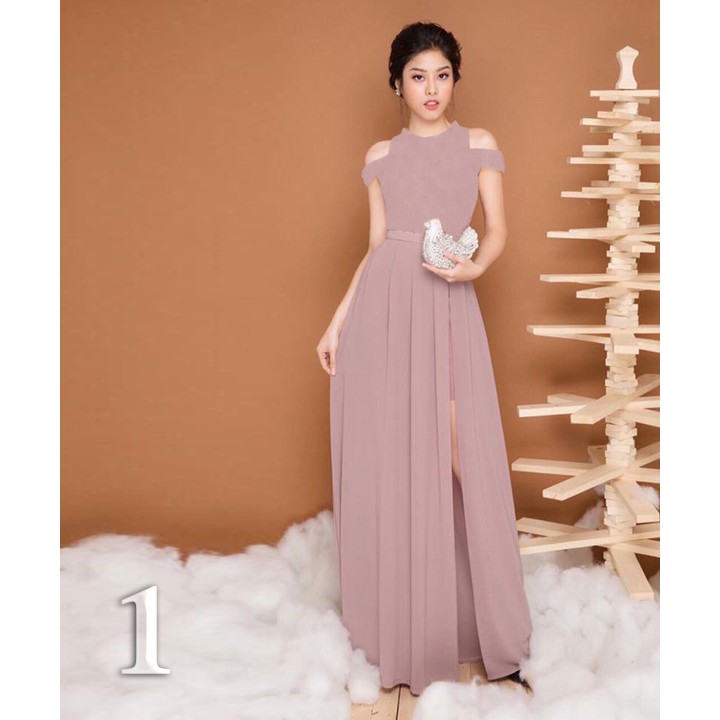 Đầm Dự Tiệc xẻ tà vai cut out