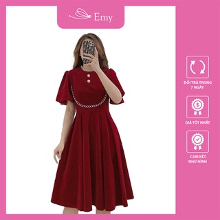 Đầm nữ váy đỏ dự tiệc nổi bật sang chảnh tiểu thư Thời Trang Emy VV8