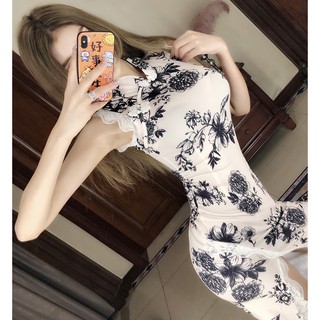 Sườn Xám Cách Tân Trắng Kem