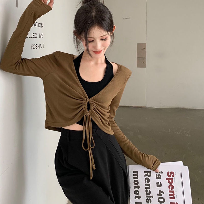 Áo Thun Dài Tay Chống Nắng Phối Dây Rút Thời Trang Dành Cho Nữ