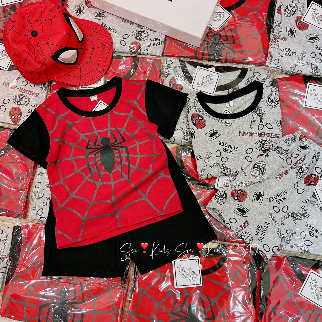 Bộ cộc tay mặt nhện spider man bé trai