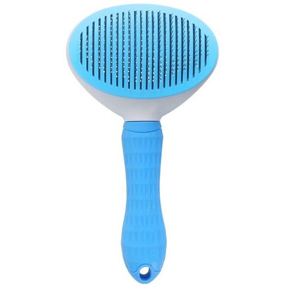 Lược chải lông chó mèo nút bấm tiện lợi đầu cao su êm ái mát xa dễ chịu - Halopetshop