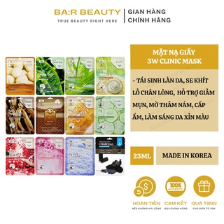 Mặt nạ giấy dưỡng da 3W CLINIC Hàn Quốc chiết xuất từ thiên nhiên giúp trắng da dưỡng ẩm và mềm mịn da lẻ miếng 23ml
