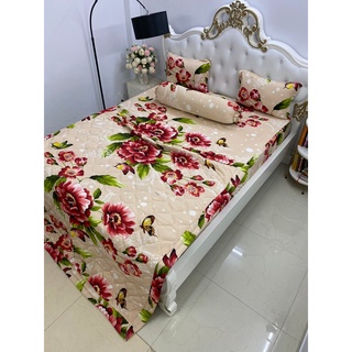 Drap thun hàn quốc hoa văn bộ 4 món không mền