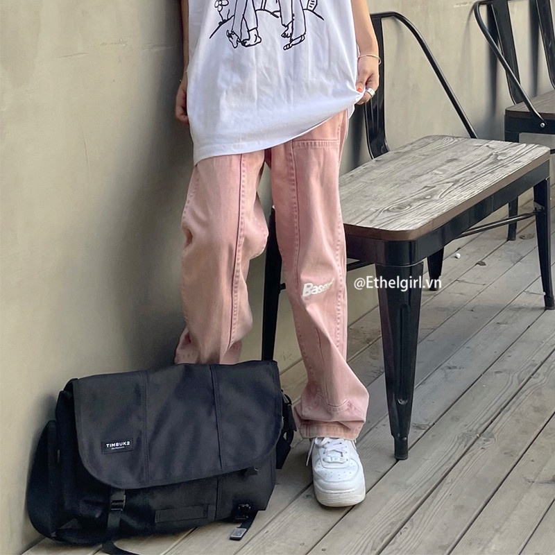 Quần jeans Lưng Cao Ống Rộng Phong Cách retro Mỹ