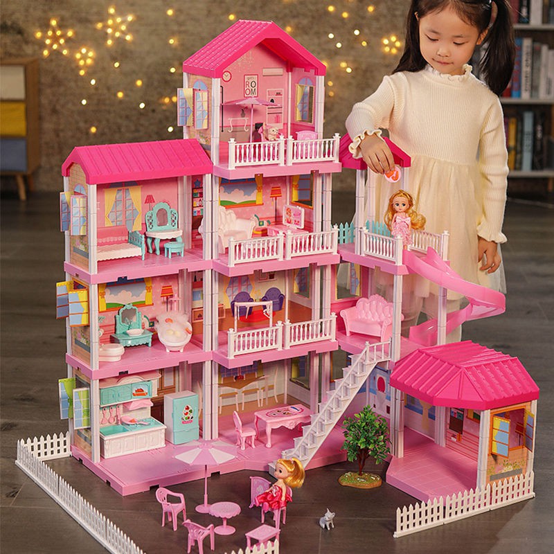 girl play house đồ chơi mô phỏng bộ lâu đài công chúa nhà búp bê Barbie mẫu biệt thự đứa trẻ 6 tuổi 8