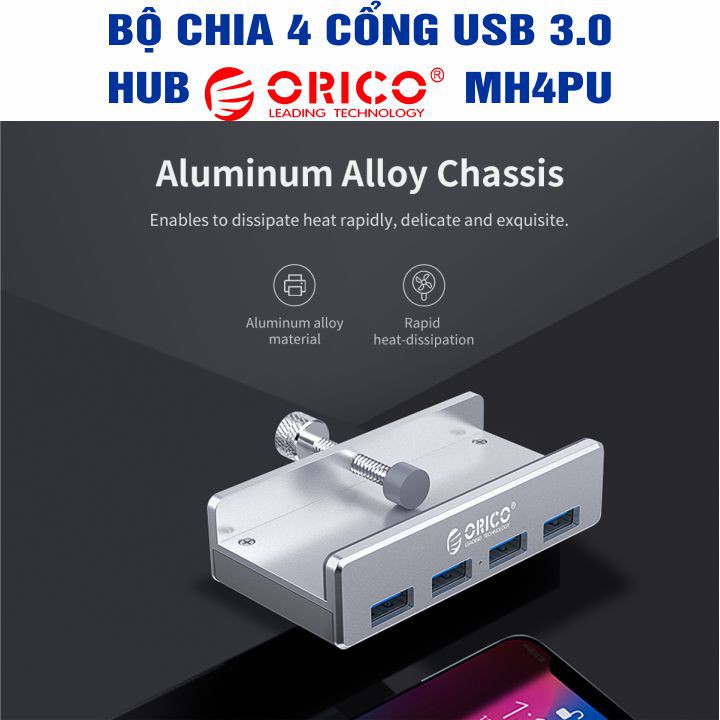 Bộ chia 4 cổng USB 3.0 – Hub Orico MH4PU – Chính Hãng – Bảo hành 12 tháng – USB3.0 Four – Port Hub