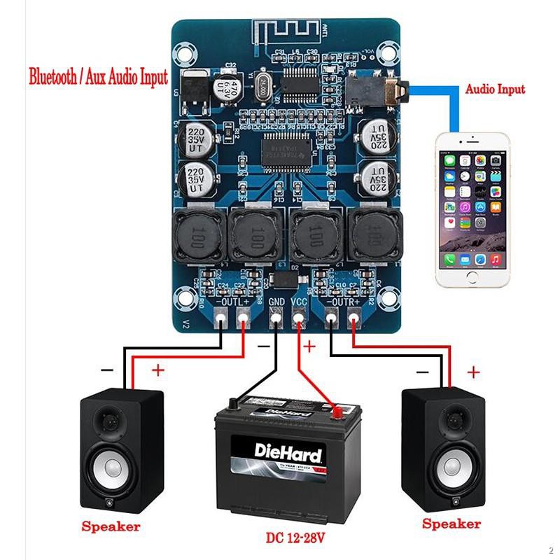 ☇✕Bảng Mạch Khuếch Đại Âm Thanh Bluetooth Kỹ Thuật Số Xh-m314 Hai Kênh Chip Tpa3118 2x45w 12V-28V