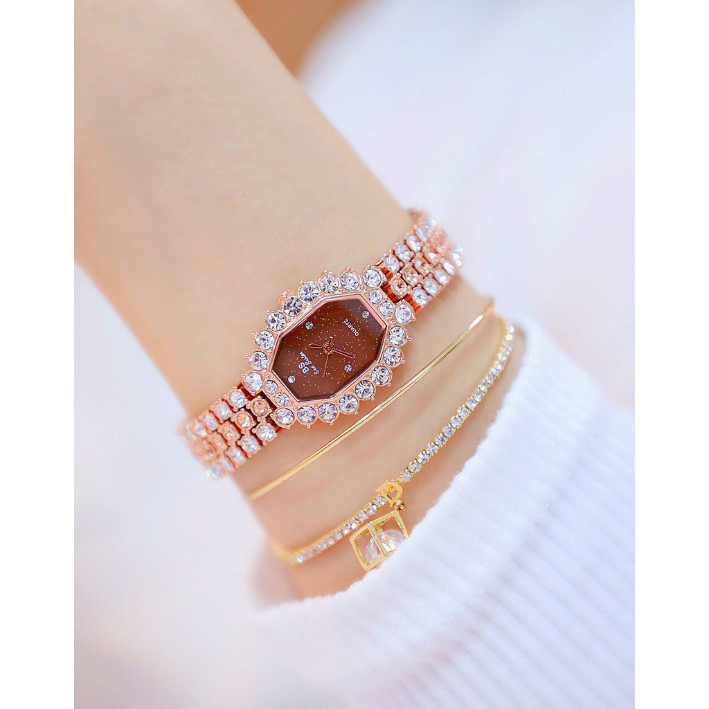 Đồng hồ thời trang nữ Bs Bee B1 mặt đính đá dây kim loại cực hot vcca1