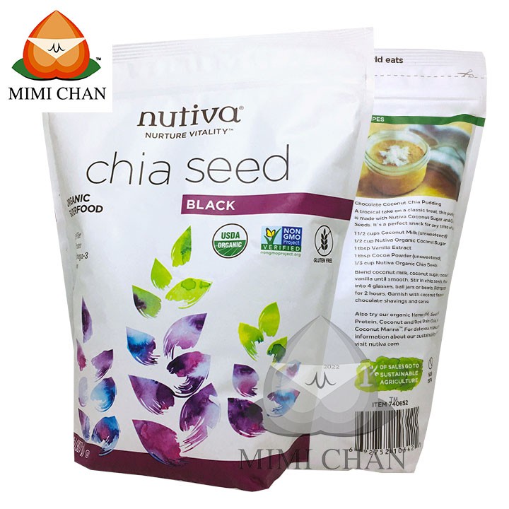 Hạt Chia Chuẩn Mỹ Nutifood Nutiva Organic Nhập Khẩu Túi 907gr, Tốt Cho Mẹ Và Bé, Giảm Cân