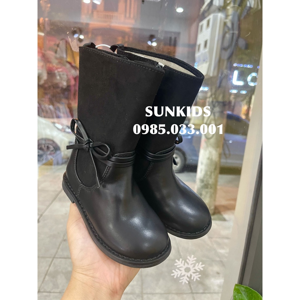 Boot da Old. Navy đen phối nơ kéo khóa