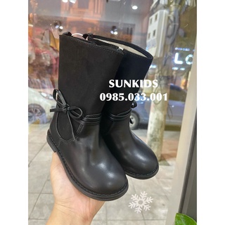 Boot da Old. Navy đen phối nơ kéo khóa