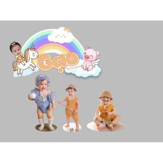 Set trang trí tiệc sinh nhật bé, Chibi và bóng (mẫu tuỳ chọn thiết kế theo yêu cầu)