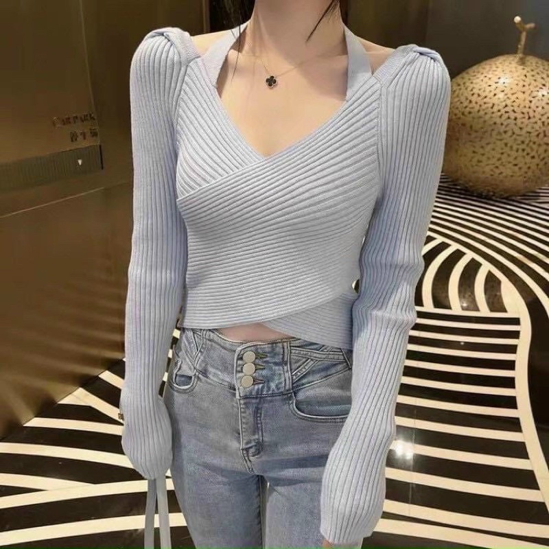 Áo thun gân len cổ yếm SL alohashop91