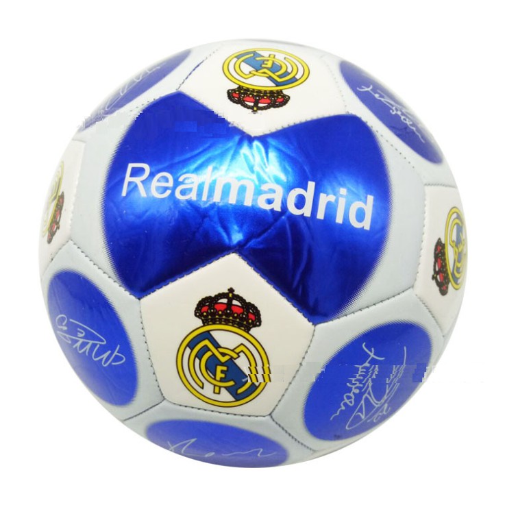 Quả bóng đá logo CLB Real - Barca size 5  kèm logo và chữ ký cầu thủ cực đẹp - Tặng kèm kim bơm bóng