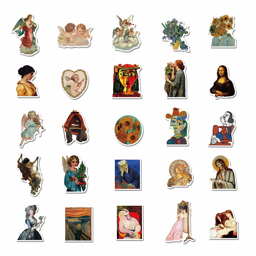 Bộ 50 miếng dán trang trí đồ vật nghệ thuật không thấm nước