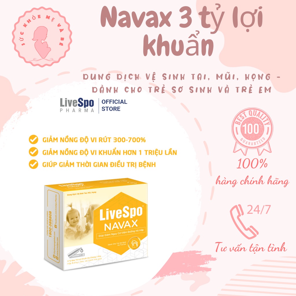 [ Ghính Hãng ] LiveSpo Navax Kids - Xịt 3 tỷ lợi khuẩn Dành cho trẻ sơ sinh và trẻ em 5 ống x 5ml