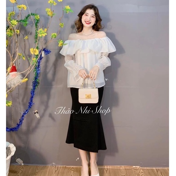 Set váy trễ vai bèo ngực mix chân váy đuôi cá - Hàng có sẵn - Xưởng may Lộc Vân - V21