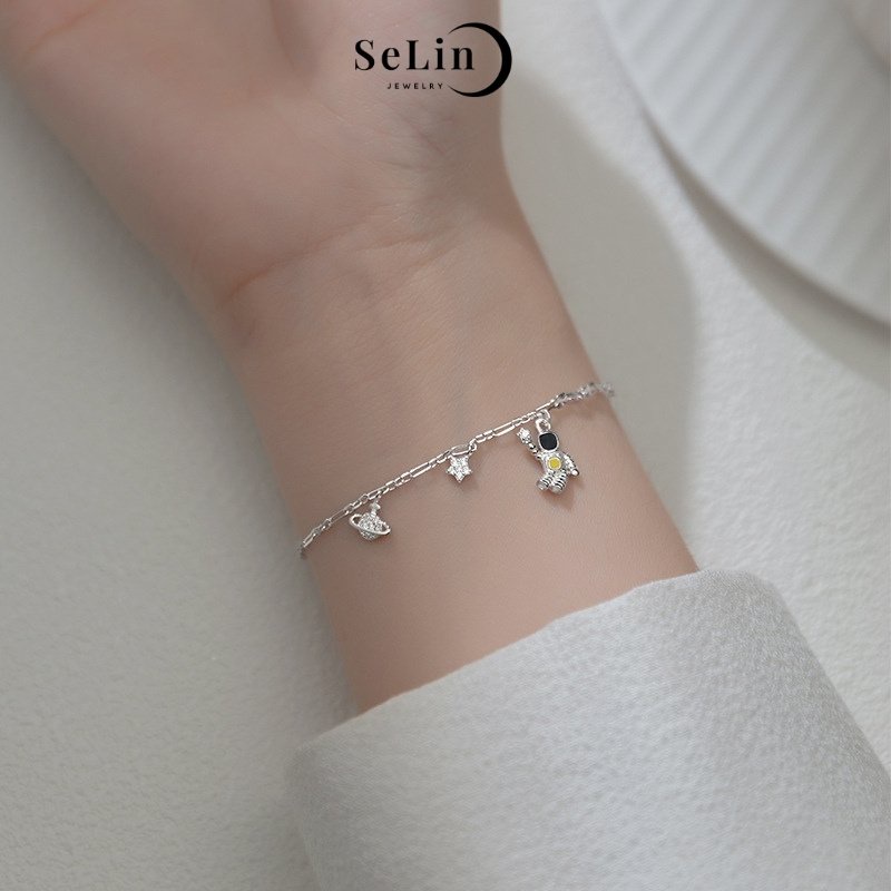 Lắc tay bạc vòng tay bạc 925 nữ phi hành gia galaxy SELIN JEWELRY - 0006