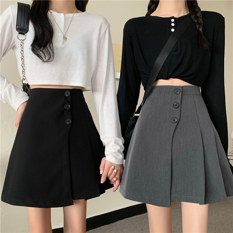 Xiaozhainv Chân váy chữ A thiết kế xếp ly phong cách thời trang Hàn Quốc xinh xắn cho nữ | BigBuy360 - bigbuy360.vn