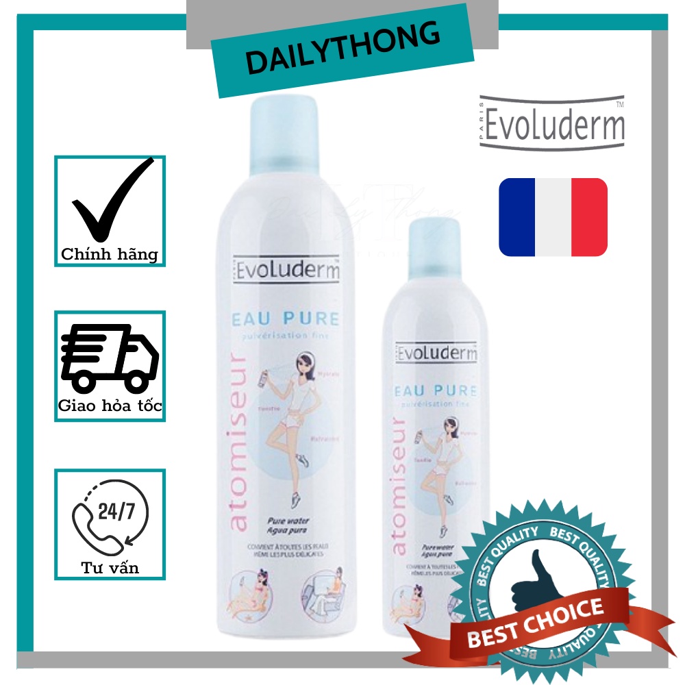 Xịt khoáng dưỡng ẩm EVOLUDERM Atomiseur Eau Pure (400ml - 150ml)