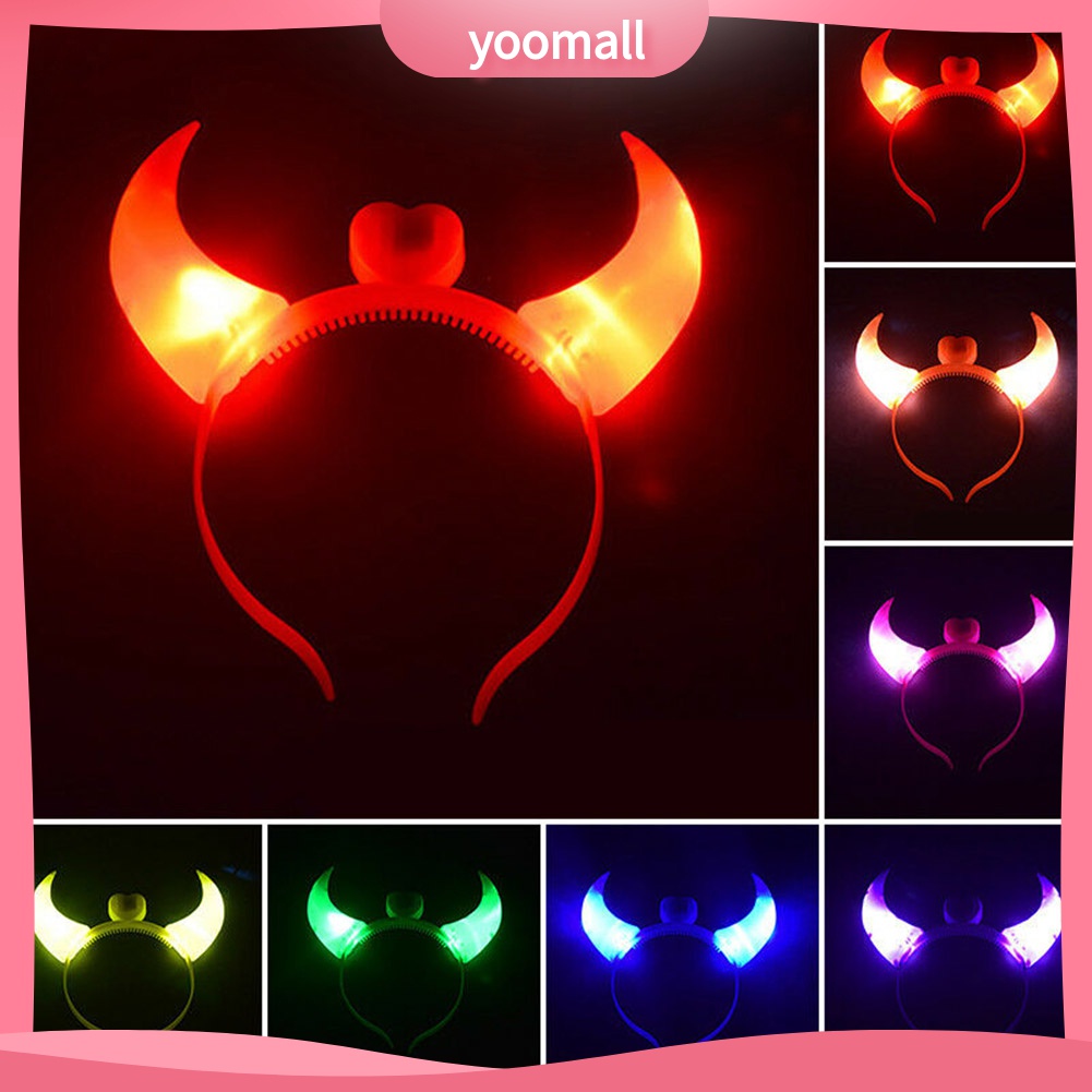 Cài tóc có đèn LED hình sừng quỷ hóa trang lễ halloween
