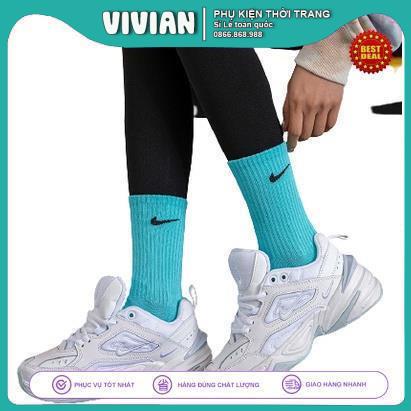 Vớ NIKE cổ cao nhiều màu[ Hộp 5 đôi ] Tất thời trang cao cấp, Phong cách thể thao Vintage