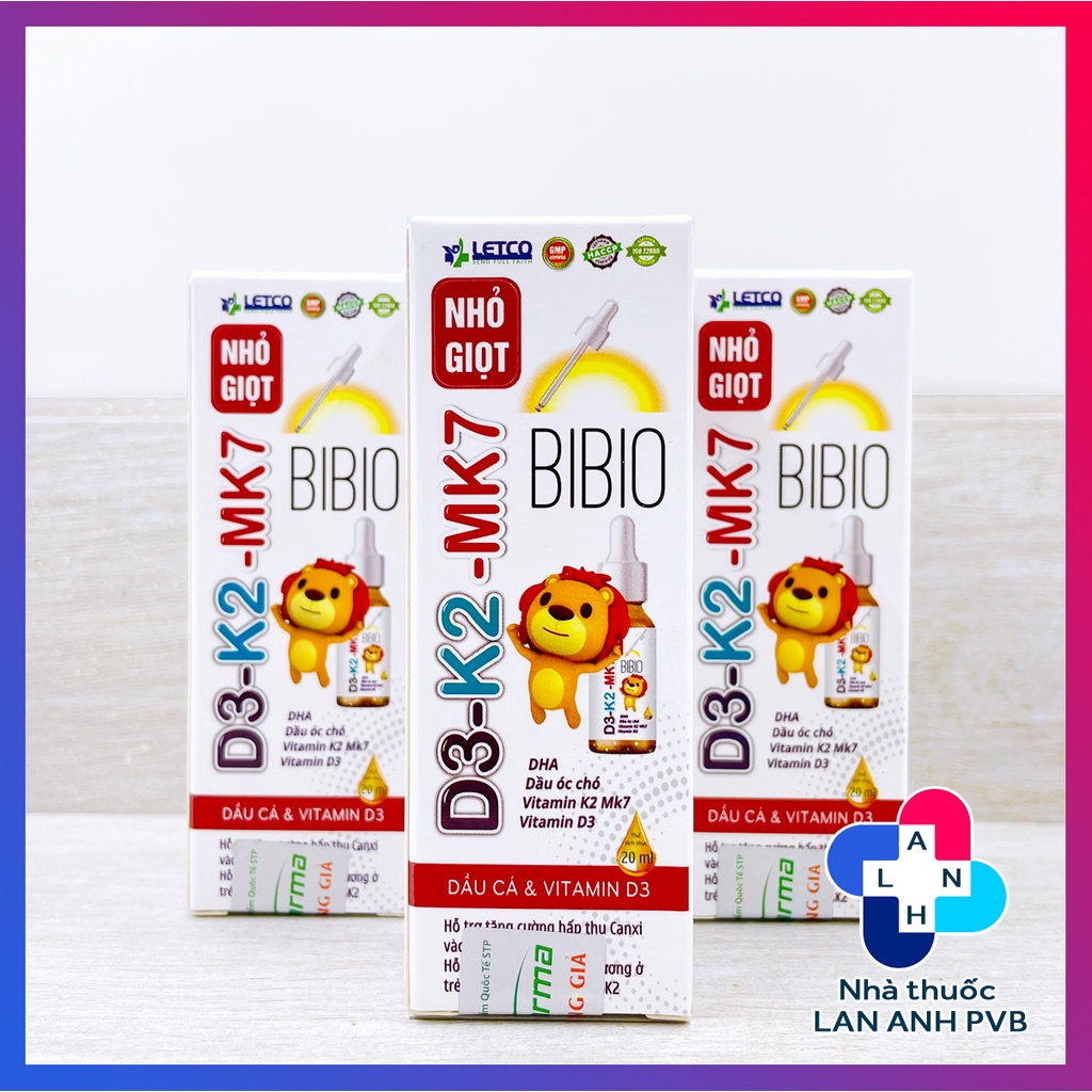 D3 K2 MK7 nhỏ giọt BIBIO – Bổ sung vitamin D3, DHA, hỗ trợ giảm còi xương cho bé.