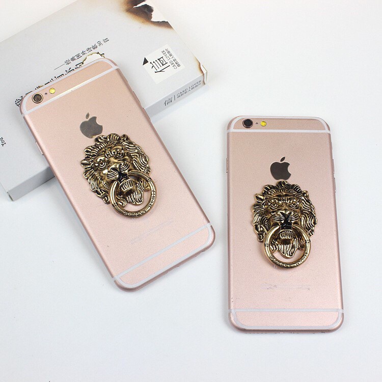 Nhẫn Đỡ Điện Thoại Bằng Đồng Hình Đầu Sư Tử Phong Cách retro Cho iphone samsung huawei xiaomi oppo Giá Đỡ