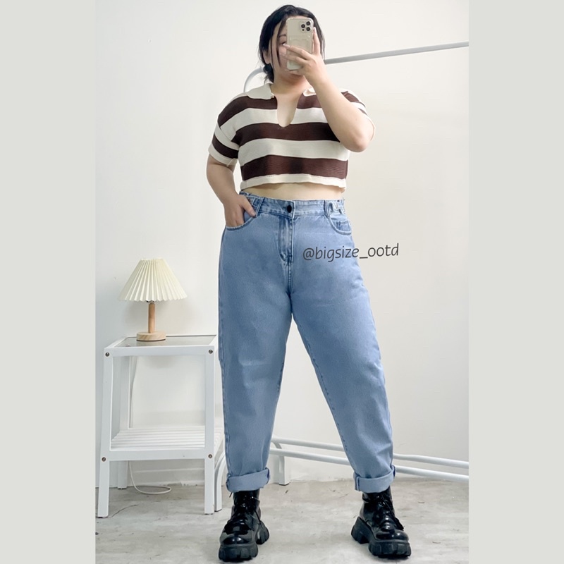 Áo croptop bigsize sọc ngang cổ V