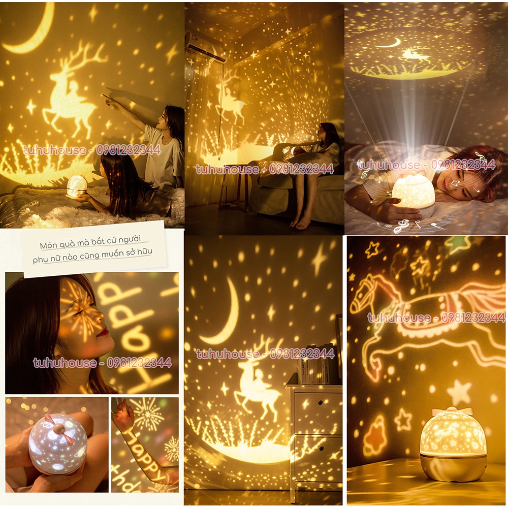 Đèn ngủ chiếu sao 3D, đèn ngàn sao chiếu trần xoay tự động kèm phát nhạc | BigBuy360 - bigbuy360.vn
