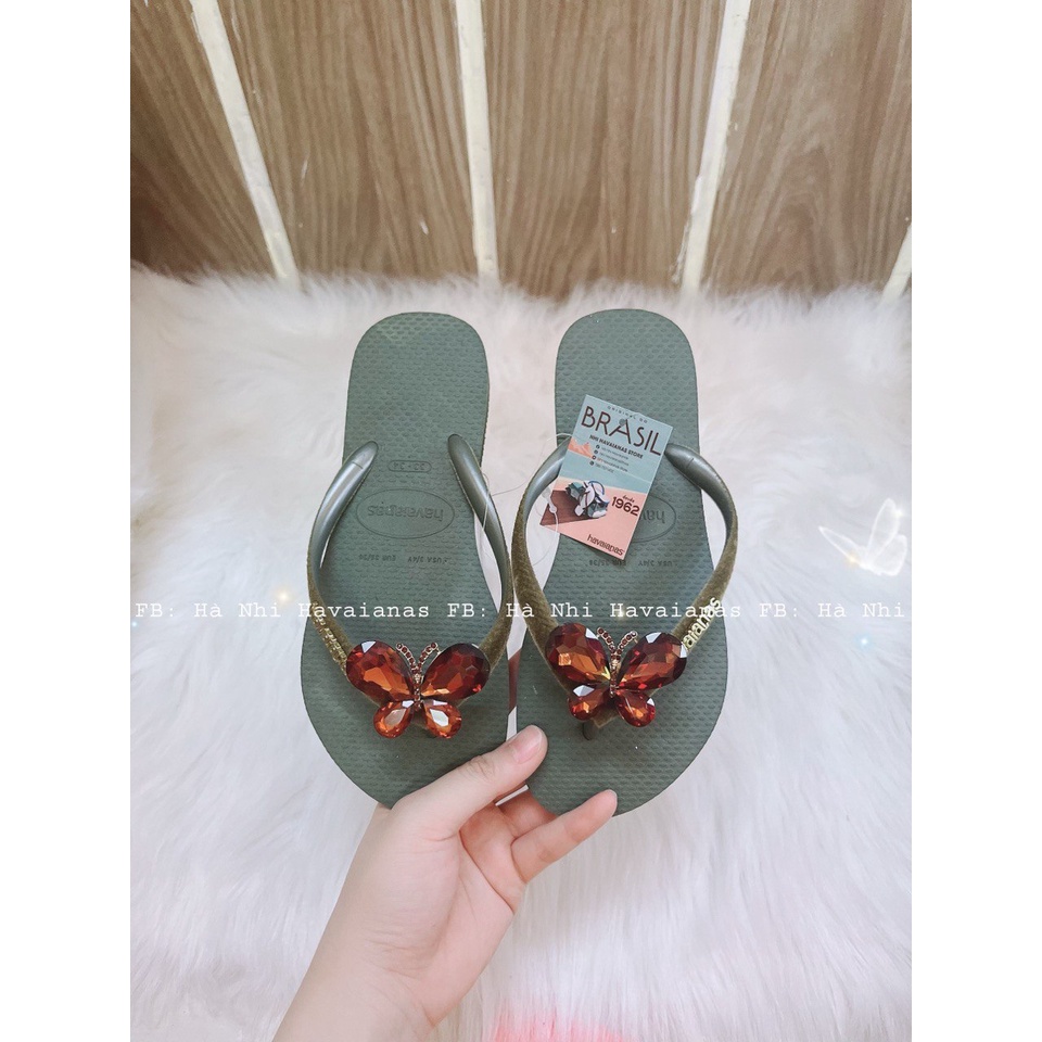 Havaianas Dép Tông Nữ Quai Nhung Chính Hãng Gắn Charm_Hà Nhi havaianas