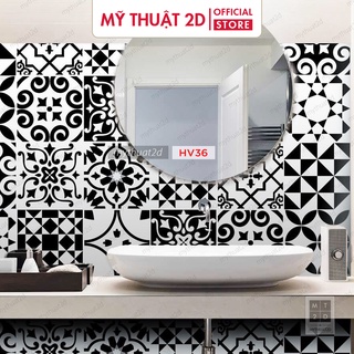 40 ô decal gạch bông màu đen huyền bí, kt15x15cm/1ô_HV36