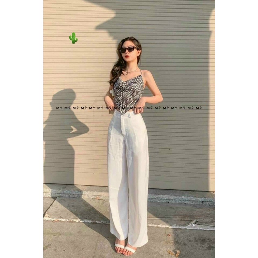 Áo kiểu yếm 2 dây cột nơ sau lưng màu vằn cực hot , chất kate lụa mềm mịn