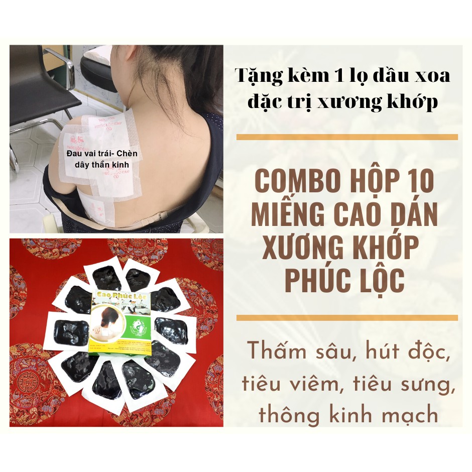 Combo Hộp ( 10 miếng) Cao dán xương khớp Phúc Lộc- Hiệu quả vượt trội- An toàn tuyệt đối.