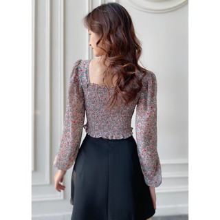 OLV - Áo Shirring Fleur Top in Gray