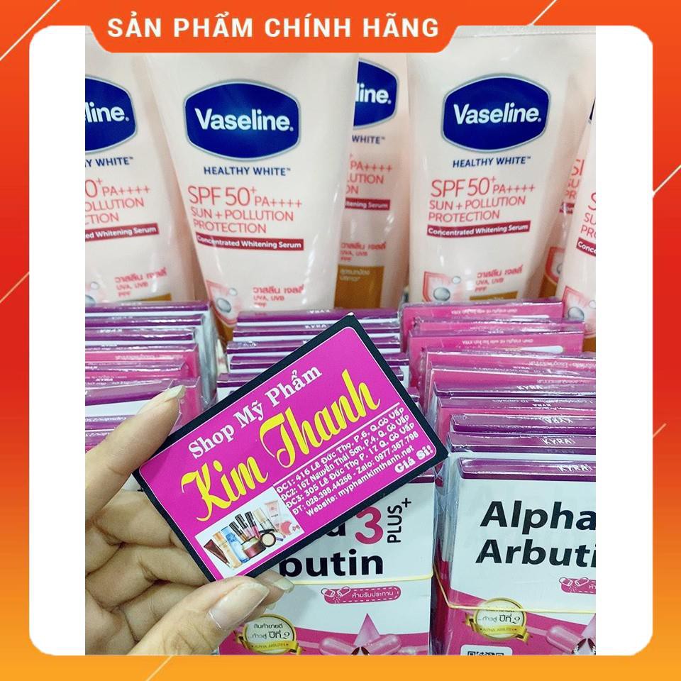 Dưỡng thể Vaseline 50X và 10 viên kích trắng Alpha Arbutin