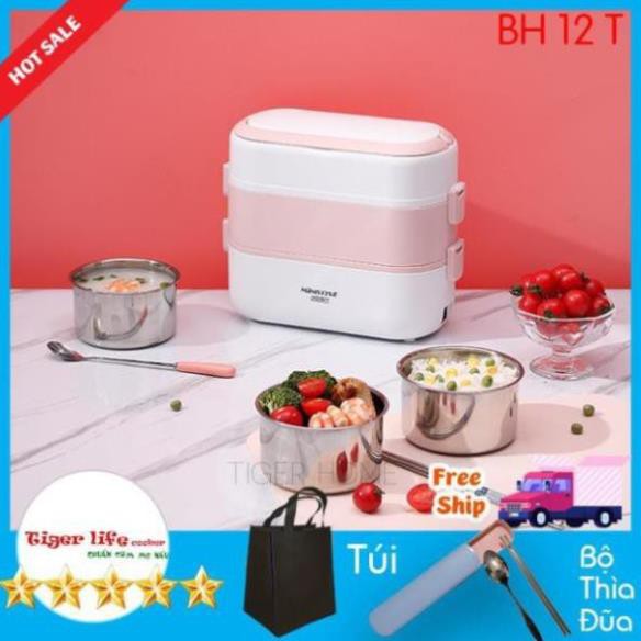 Hộp Cơm Hâm Nóng MINISTYLE - Tigerlife Tặng Kèm Bộ Đũa, Túi Xách 2- 4 Bát Inox, Giữ Nhiệt, Hâm Nóng Và Nấu Chín Thức ăn