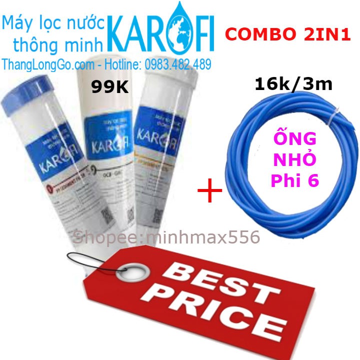 [Mã ELHA22 giảm 5% đơn 300K] [UY TIN SỐ 1] COMBO 1 Bộ lọc karofi 123 &amp; 1 cuộn dây nhỏ phi 6 dài 3m