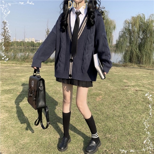 [ SP Tốt, Hỏa Tốc] Áo Khoác Cardigan Len Học Sinh Áo Len Dáng Dài Form Rộng Phong Cách Hàn Quốc - Mã AOL001