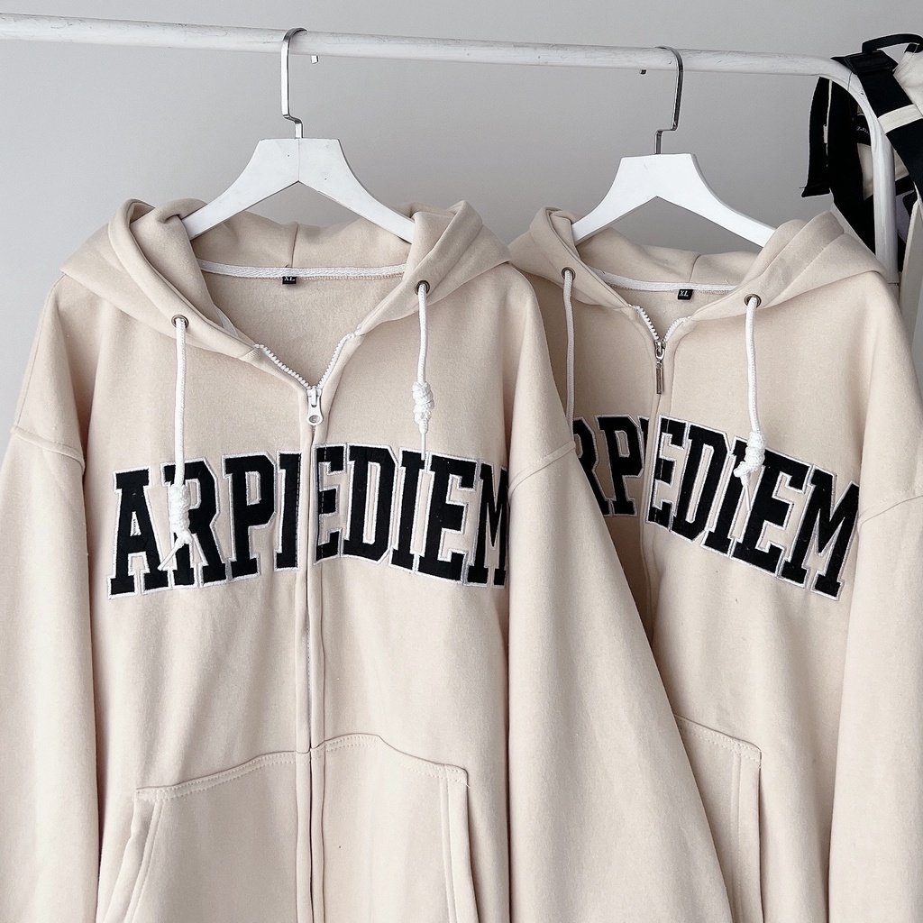 áo hoodie - áo khoác nỉ ngoại dây kéo in chữ ARPIEDIEM chống tia UV cực tốt