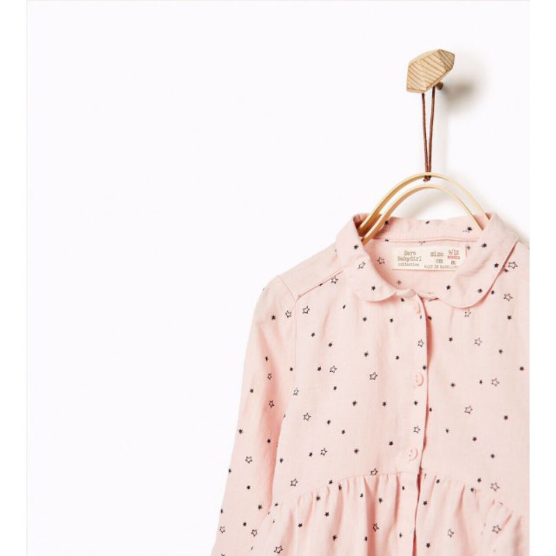 Áo sơmi Zara hoạ tiết sao Hồng cho bé gái siêu đẹp