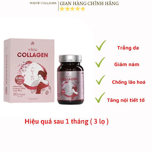 Viên uống trắng da Glutathione 1 tháng cam kết hiệu quả với White Collagen