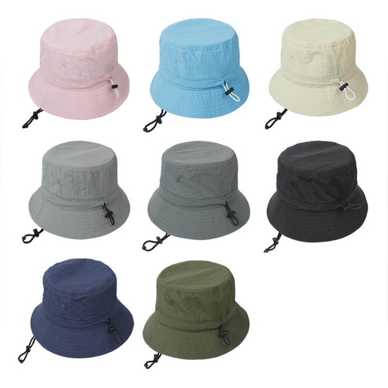 Nón Bucket Rộng Vành Màu Sắc Trơn Có Thể Điều Chỉnh Và Dây Đeo Cằm Cho Unisex