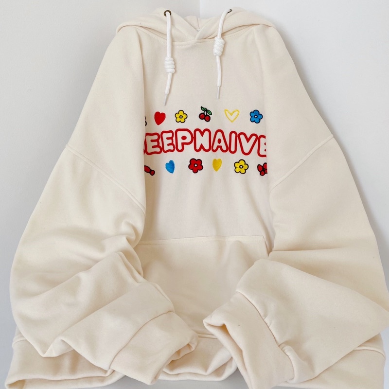 Áo hoodie nỉ unisex Homies liền mũ có túi thêu chữ NAIVE | BigBuy360 - bigbuy360.vn