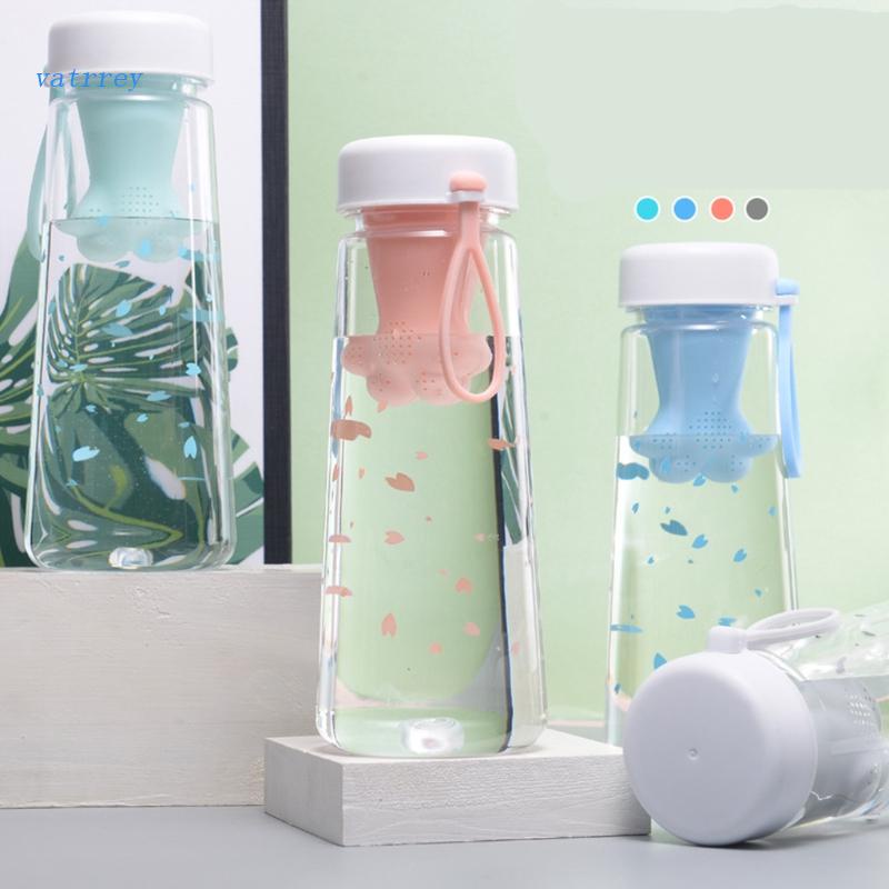Bình Đựng Nước 550ml Bằng Nhựa Chống Rò Rỉ Hình Chân Mèo Dễ Thương